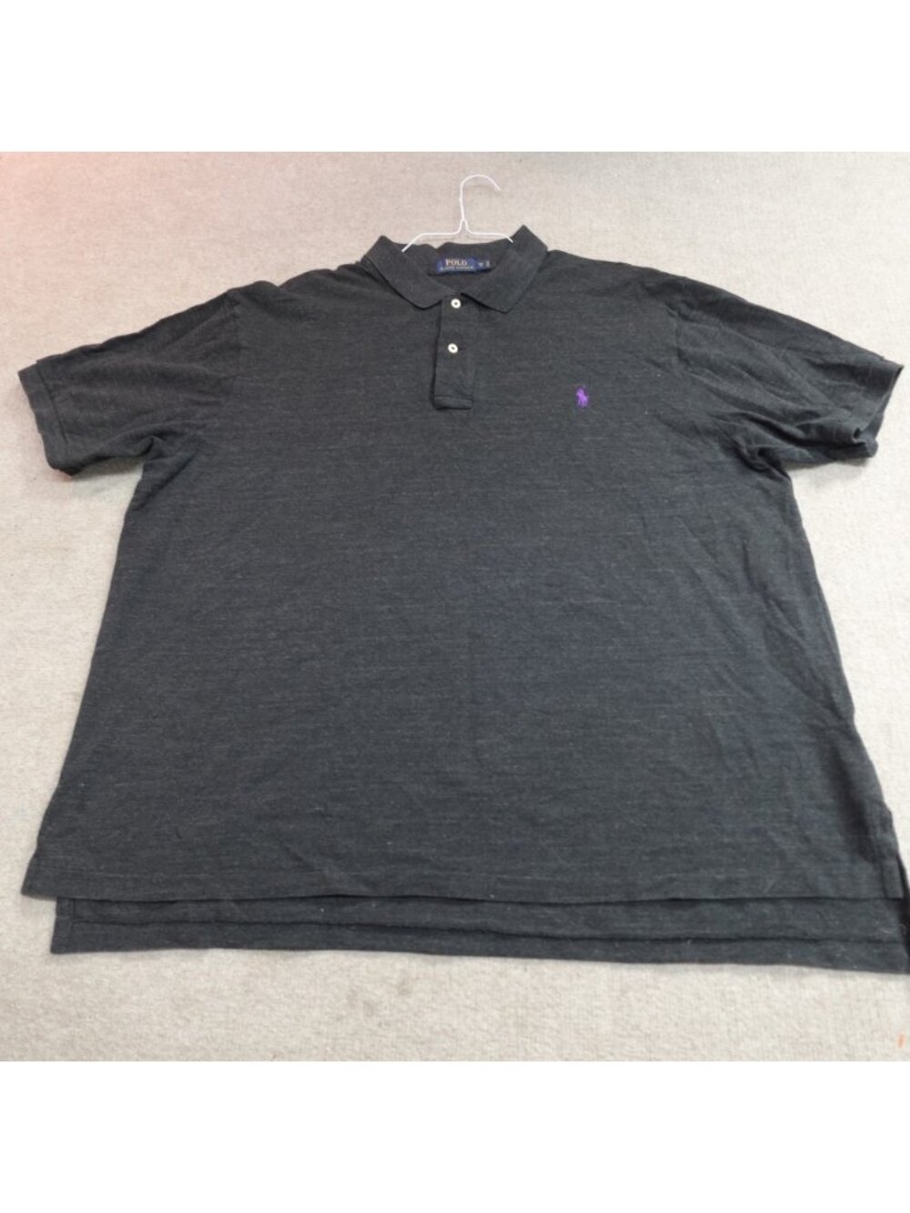 Polo Ralph Lauren Polo Shirt 3XB Gray Charcoal Heather Solid Purple Pony
